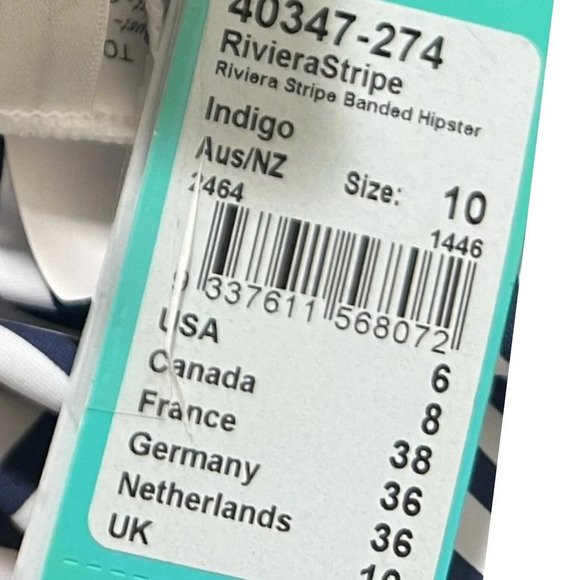 SEAFOLLY navy and white hipster bikini bottom bundle size 6 - Picture 6 of 7